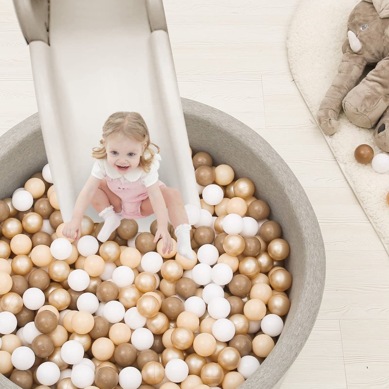 TRENDPLAY Plastic Balls for Ball Pits - Pack of 100 Hollow Balls- Safe and Exciting Playtime - Perfect for Toddler Baby Pools,Party,Festival Decoration, Pearl Brown+Brown+Khaki - Image 2