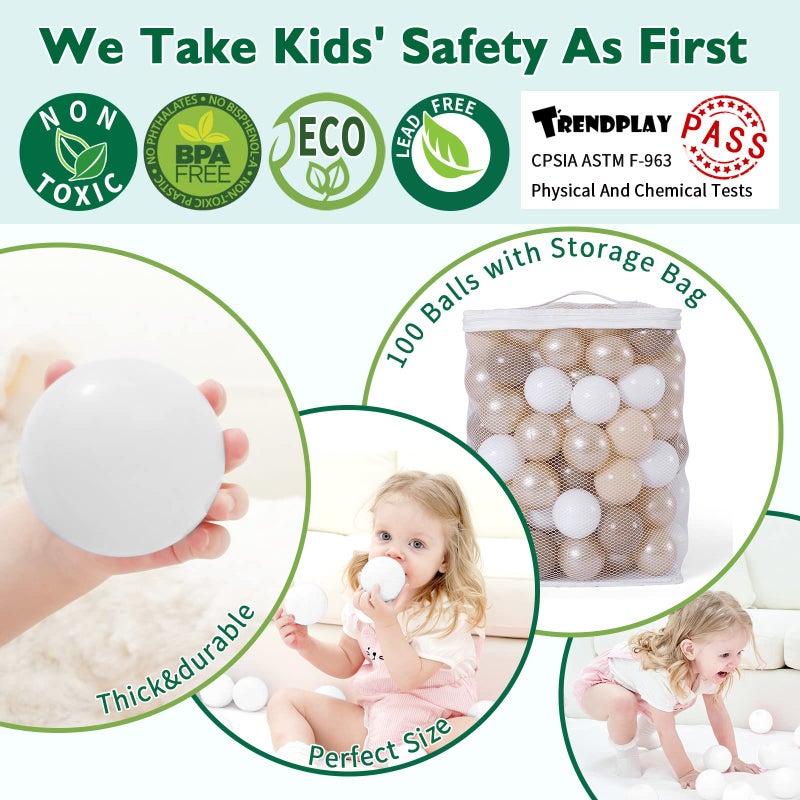 TRENDPLAY Plastic Balls for Ball Pits - Pack of 100 Hollow Balls- Safe and Exciting Playtime - Perfect for Toddler Baby Pools,Party,Festival Decoration, Pearl Brown+Brown+Khaki - Image 3