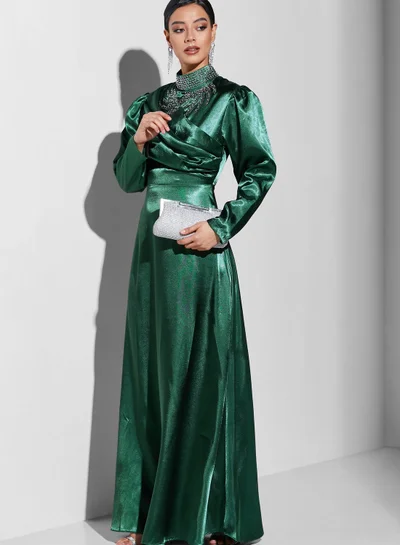 Khizana Satin Emerald Dress