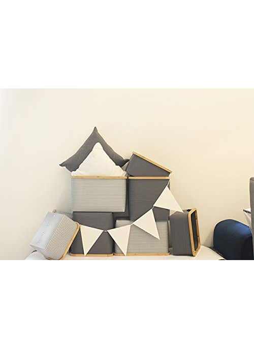 WAABI-SAABI Waabi Saabi Multipurpose Storage Basket with Bamboo Frame Versatile Organizer for Clothes Wardrobe Closet Toys and Books WS10033Grey  - Image 5
