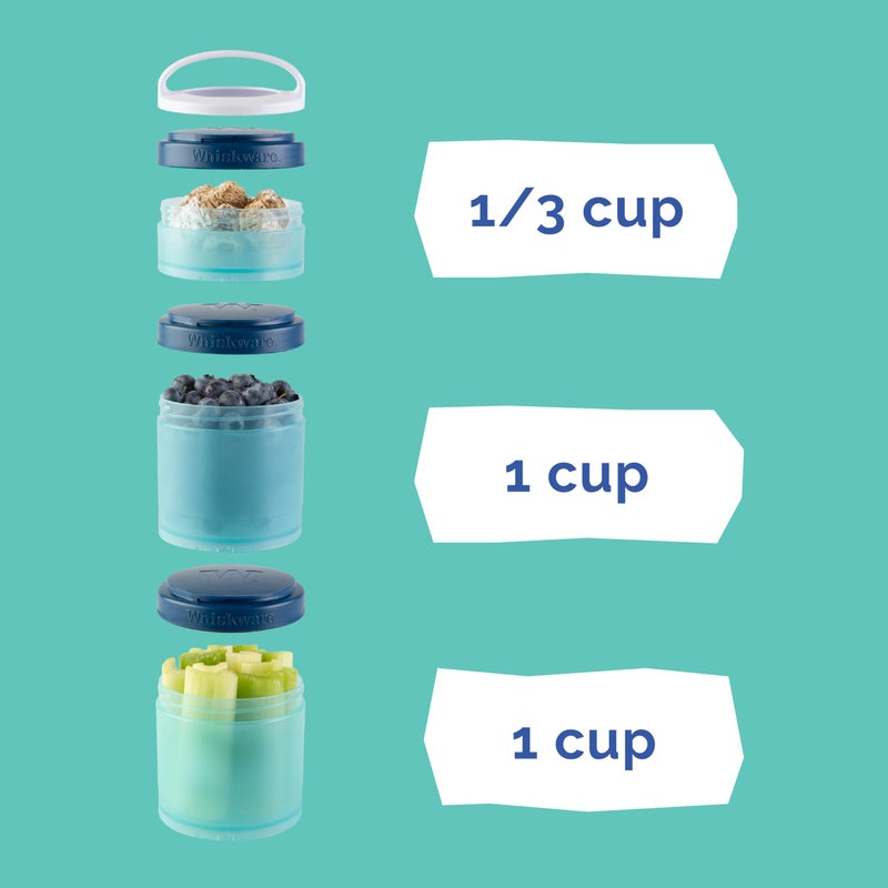 Whiskware Disney Pixar Stackable Snack Containers for Kids and Toddlers, 3 Stackable Snack Cups for School and Travel, Monsters Inc Mike Wazowski and Sulley - Image 3