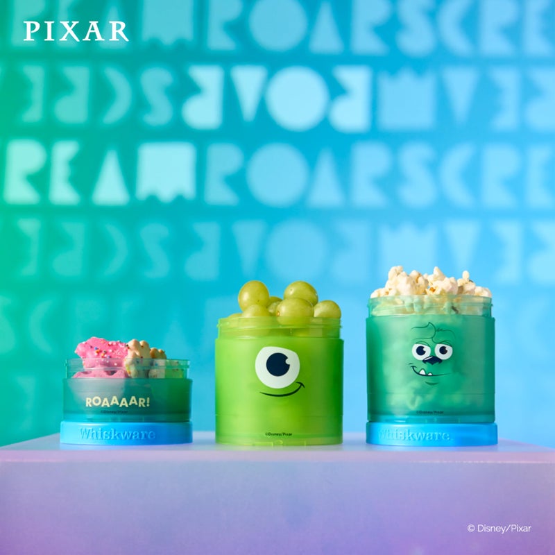 Whiskware Disney Pixar Stackable Snack Containers for Kids and Toddlers, 3 Stackable Snack Cups for School and Travel, Monsters Inc Mike Wazowski and Sulley - Image 5