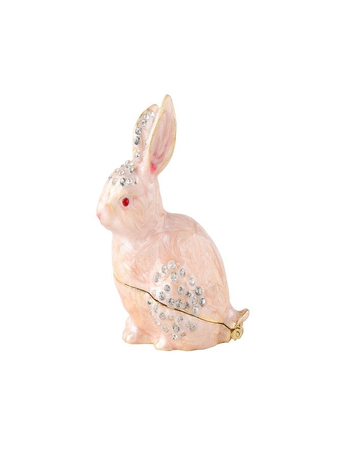 QIFU Cute Mini Pink Rabbit Style Enameled Trinket Box Hinged, Unique Gift for Family … - Image 1