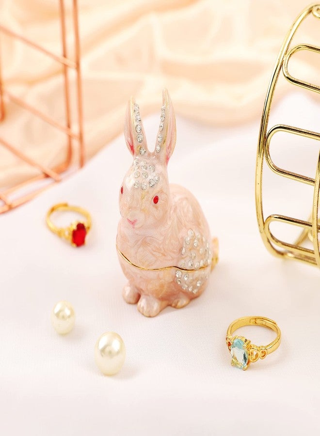 QIFU Cute Mini Pink Rabbit Style Enameled Trinket Box Hinged, Unique Gift for Family … - Image 5