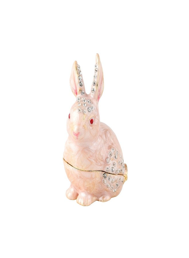 QIFU Cute Mini Pink Rabbit Style Enameled Trinket Box Hinged, Unique Gift for Family … - Image 2