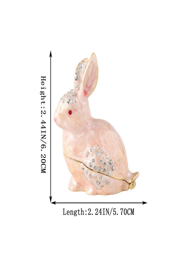 QIFU Cute Mini Pink Rabbit Style Enameled Trinket Box Hinged, Unique Gift for Family … - Image 4
