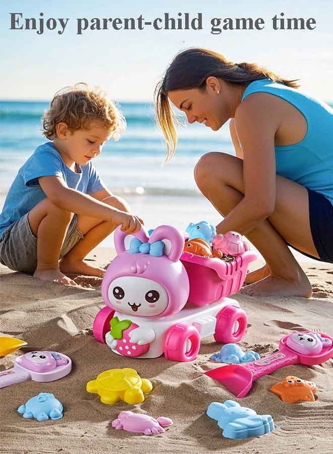 إيزي سو مجموعة من 5 قطع من ألعاب رمل الشاطئ للأطفال، مجموعة ألعاب رمل للسفر مع عربة شاطئ، ساعة رملية، مجرفة، مجموعة ألعاب قلعة رملية، قوالب حيوانات بحرية، ألعاب صندوق رمل للأولاد والبنات من سن 3 إلى 6 سنوات - Image 3