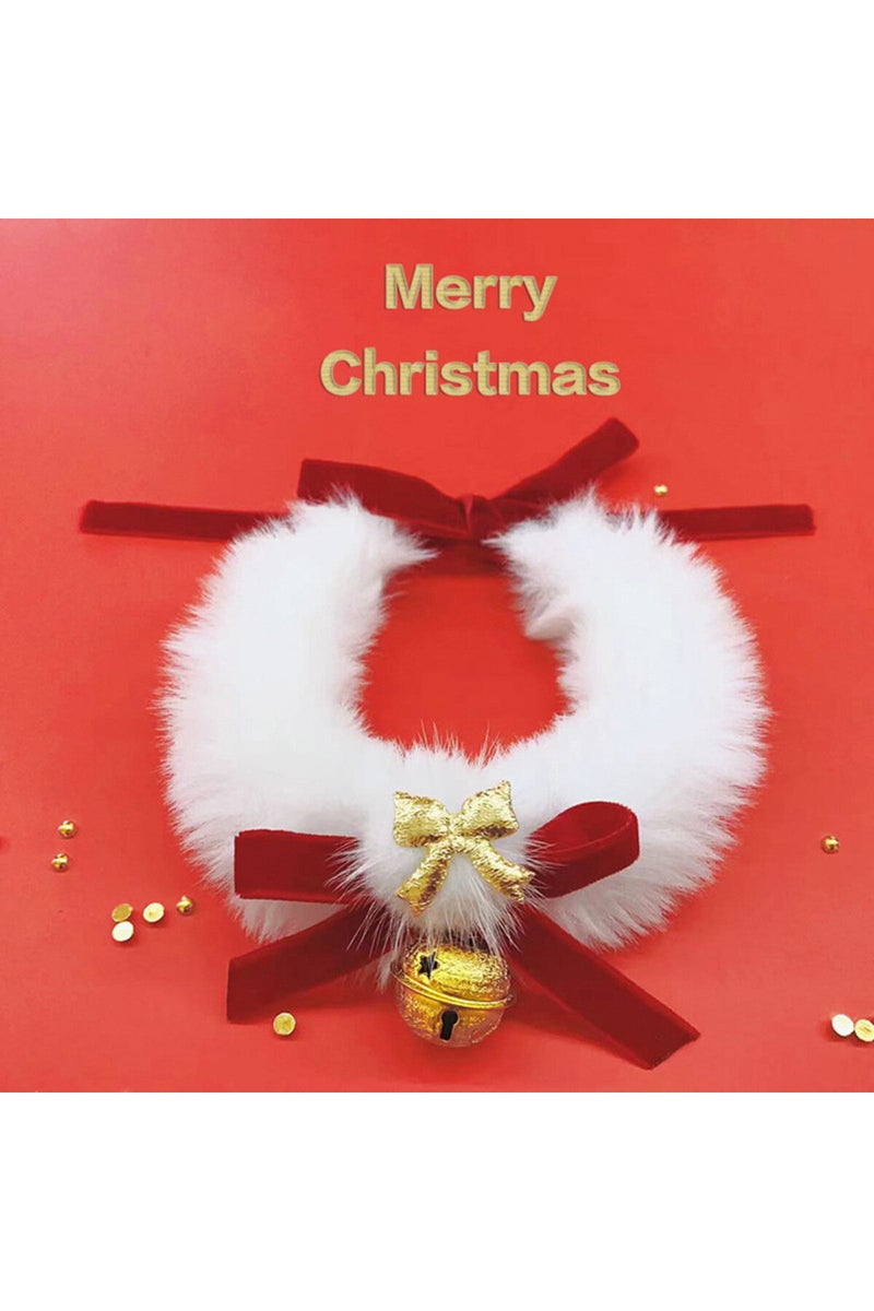 erorex L Red Christmas Theme Cat Collar Scarf Bow Bell Easy To Clean Collar Warm Cat And Dog Jewelry Christ