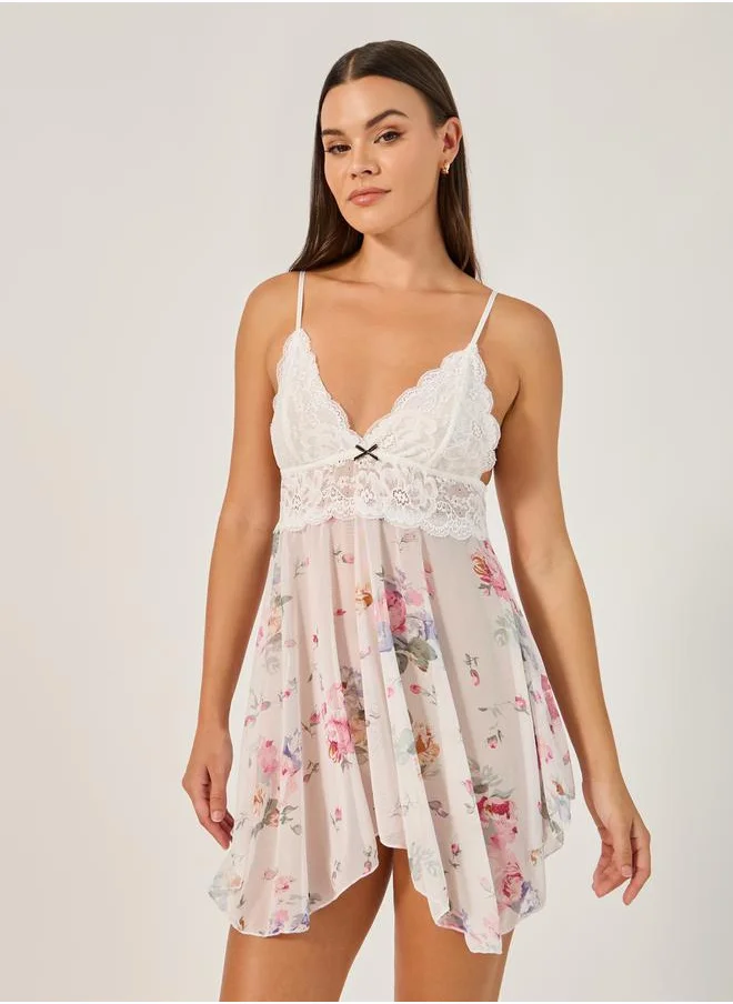ستايلي Floral Lace Babydoll Lingerie