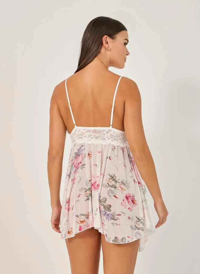 Styli Floral Lace Babydoll Lingerie