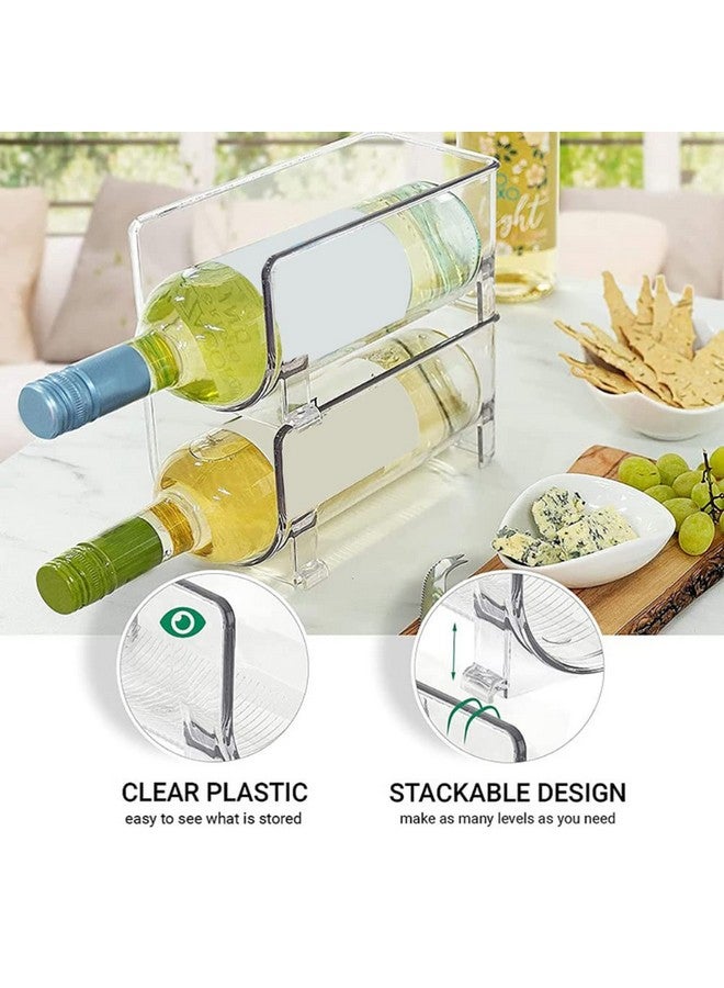 Cabilock Refrigerator Wine Champagne Holder Drawer: 2Pcs Plastic Stackable Beer Stand Transparent Fridge Drawer Organizer For Kitchen Fridge Countertops Pantry Storage - Image 4