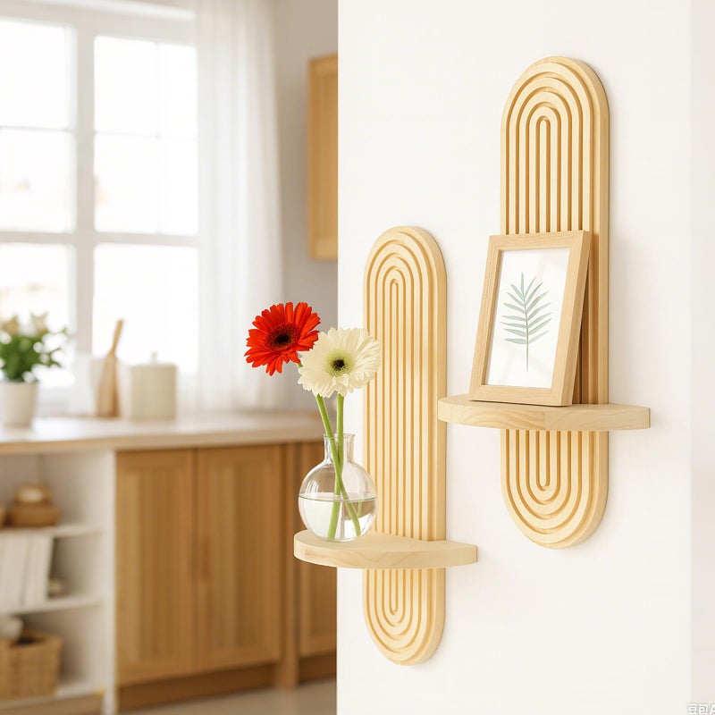 Artilady 2 Pack Boho Shelf Wall Decor - Handmade Solid Wood Floating Shelves Rainbow Arch Trinket Storage Rack Wall Decor for Bedroom Living Room Nursery Bathroom - Image 4