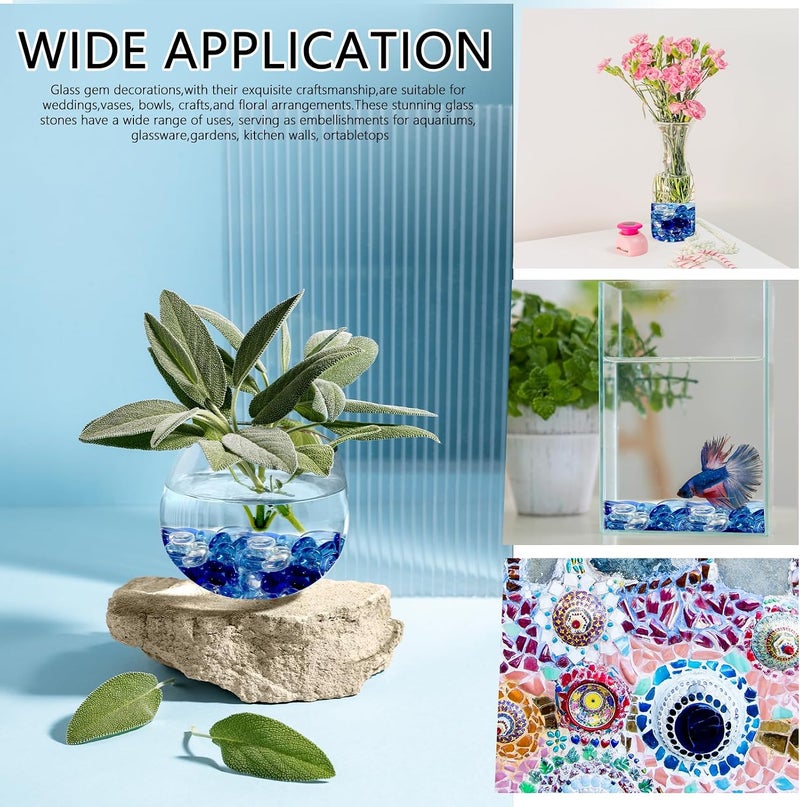 MBKHFLL 5lbs Flat Glass Marbles for Vase, 500 Pcs Glass Pebbles. Decorative Glass Beads for Vase Fillers Candle Aquarium Crafts Fire Pit Glass and Wedding Decor - Image 3