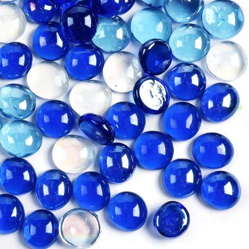 MBKHFLL 5lbs Flat Glass Marbles for Vase, 500 Pcs Glass Pebbles. Decorative Glass Beads for Vase Fillers Candle Aquarium Crafts Fire Pit Glass and Wedding Decor - Image 1