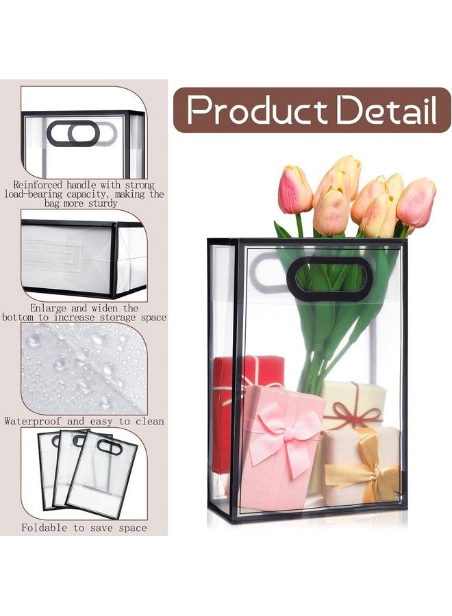 Satyam Kraft SATYAM KRAFT 6 Pcs Transparent Multipurpose Gift Bags | Gift for Her/Him, Mothers Day Gifting,Gift Bags, Wedding Return Gifts, Anniversary, Birthday, Hamper, Shopping & Party (Black, Medium) - Image 5