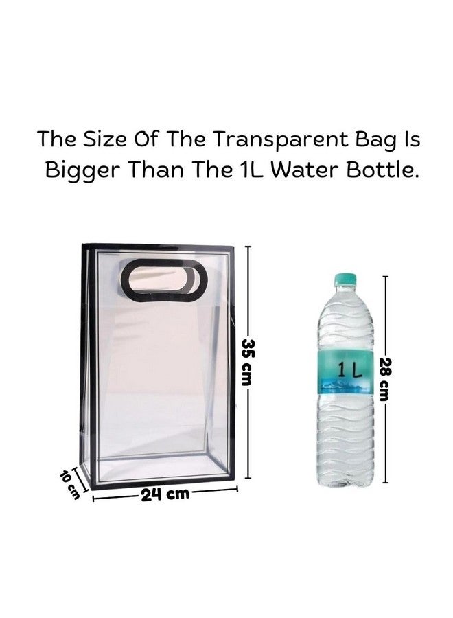 Satyam Kraft SATYAM KRAFT 6 Pcs Transparent Multipurpose Gift Bags | Gift for Her/Him, Mothers Day Gifting,Gift Bags, Wedding Return Gifts, Anniversary, Birthday, Hamper, Shopping & Party (Black, Medium) - Image 2