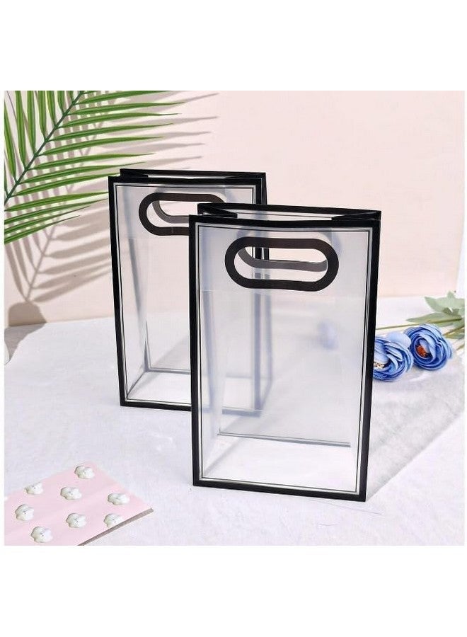 Satyam Kraft SATYAM KRAFT 6 Pcs Transparent Multipurpose Gift Bags | Gift for Her/Him, Mothers Day Gifting,Gift Bags, Wedding Return Gifts, Anniversary, Birthday, Hamper, Shopping & Party (Black, Medium) - Image 1