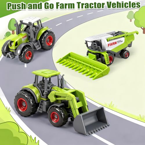 Bloolilies 5 Pack Diecast Farm Tractor Toy Toddlers Farm Toys Tractor Vehicles with Combine Harvester Forage Harvest Mini Farming Truck Toys for Kids Boys Ages 3 4 5 6 7 Birthday Gifts Easter Basket Stuffers - Image 5