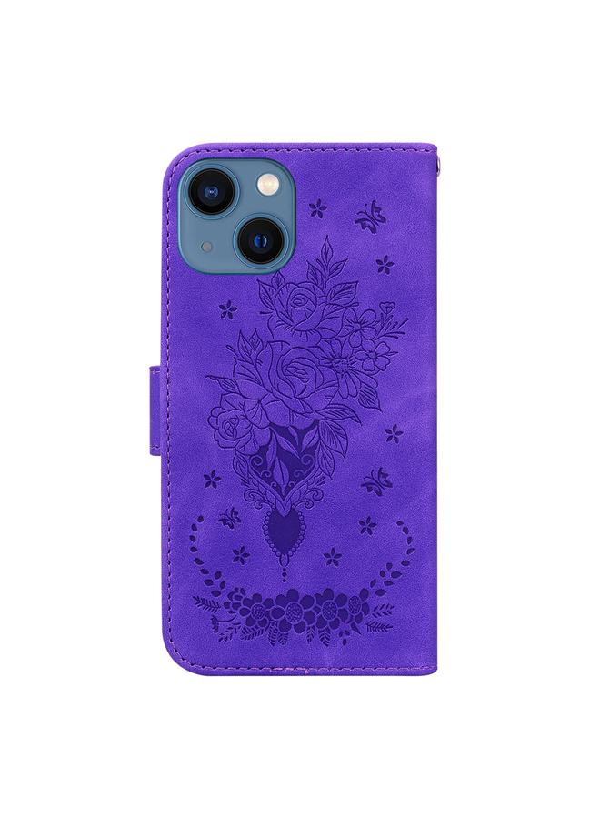 S-TOP Case For iPhone 14 Butterfly Rose Embossed Leather Phone Case - Image 3
