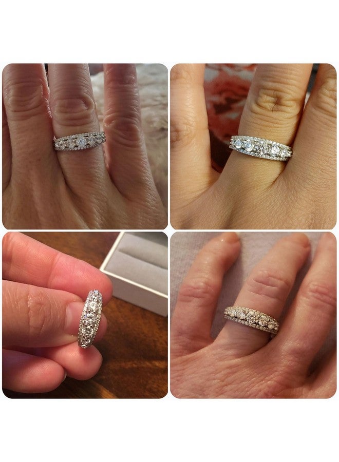 نيو شي جولري خاتم زفاف من الفضة الإسترلينية عيار 925 مستدير من الذهب الأبيض عيار 1.13 قيراط من نيوشي مقاس 7 - Image 2