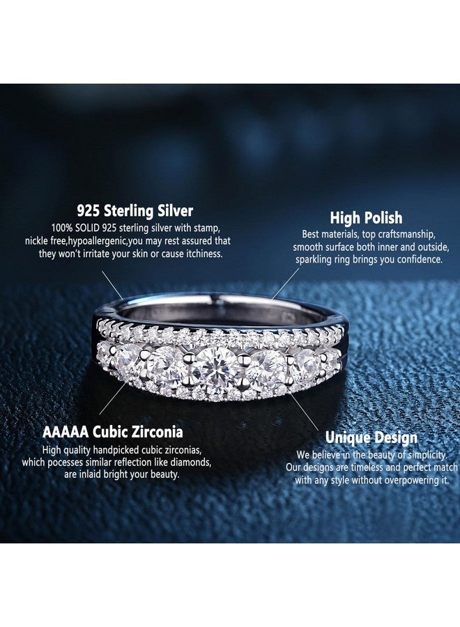 نيو شي جولري خاتم زفاف من الفضة الإسترلينية عيار 925 مستدير من الذهب الأبيض عيار 1.13 قيراط من نيوشي مقاس 7 - Image 5