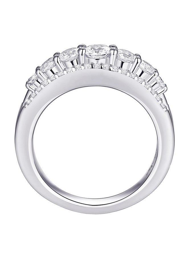 نيو شي جولري خاتم زفاف من الفضة الإسترلينية عيار 925 مستدير من الذهب الأبيض عيار 1.13 قيراط من نيوشي مقاس 7 - Image 3