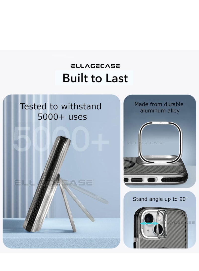 ELLAGECASE حافظة مع حامل لجهاز آيفون 15، حماية كاميرا صلبة، مضادة للصدمات، متوافقة مع ماغسيف والشحن اللاسلكي - Image 3