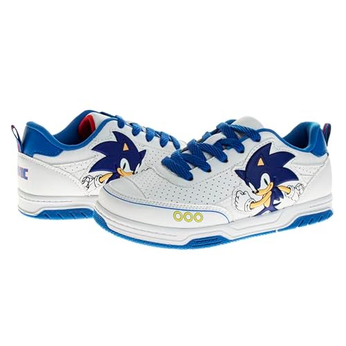 Josmo Kids Sonic The Hedgehog Sneakers - Characters Slipon Lace up Casual Fashion Tennis Boys Shoes - White Blue (Size 3 Big Kid) - Image 3