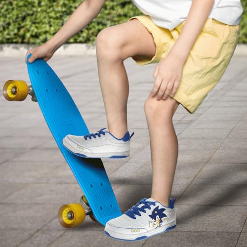 Josmo Kids Sonic The Hedgehog Sneakers - Characters Slipon Lace up Casual Fashion Tennis Boys Shoes - White Blue (Size 3 Big Kid) - Image 2