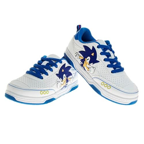 Josmo Kids Sonic The Hedgehog Sneakers - Characters Slipon Lace up Casual Fashion Tennis Boys Shoes - White Blue (Size 3 Big Kid) - Image 5