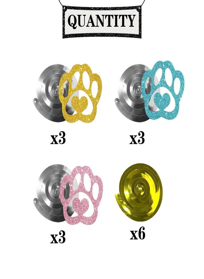 Maicaiffe Dog Paw Hanging Swirl Decorations - Glitter 15 Pcs It's My Barkday Party Supplies - Dog Birthday Streamers - Welcome Dog - Puppy Birthday Party Foil Swirls Ceiling Decorations - Image 2