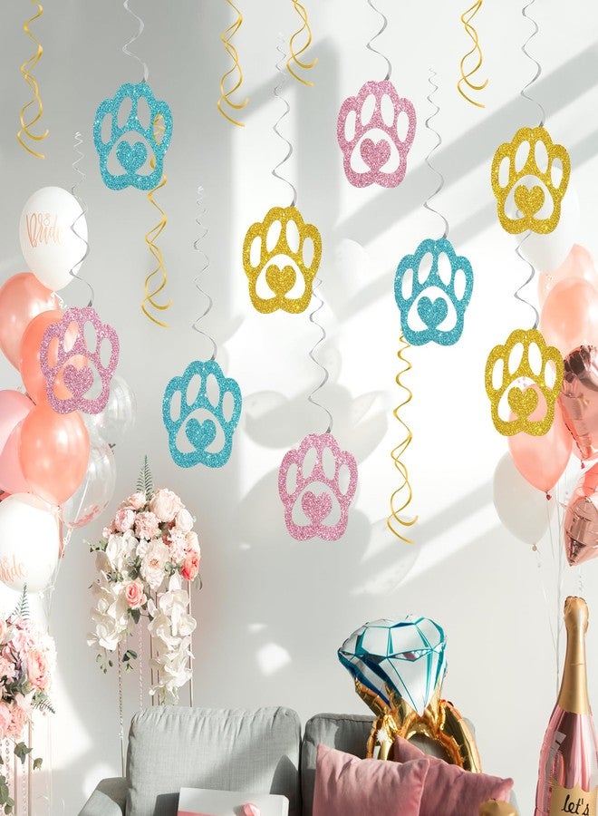 Maicaiffe Dog Paw Hanging Swirl Decorations - Glitter 15 Pcs It's My Barkday Party Supplies - Dog Birthday Streamers - Welcome Dog - Puppy Birthday Party Foil Swirls Ceiling Decorations - Image 5