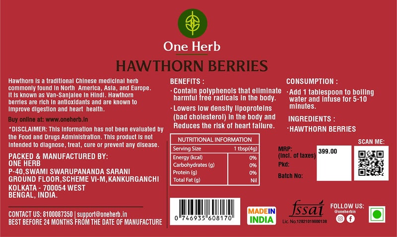 One Herb - Hawthorn Berry Fruit Tea 50g for Good Heart, Supports Healthy Blood Pressure and Prevents Hair Loss. - Image 4