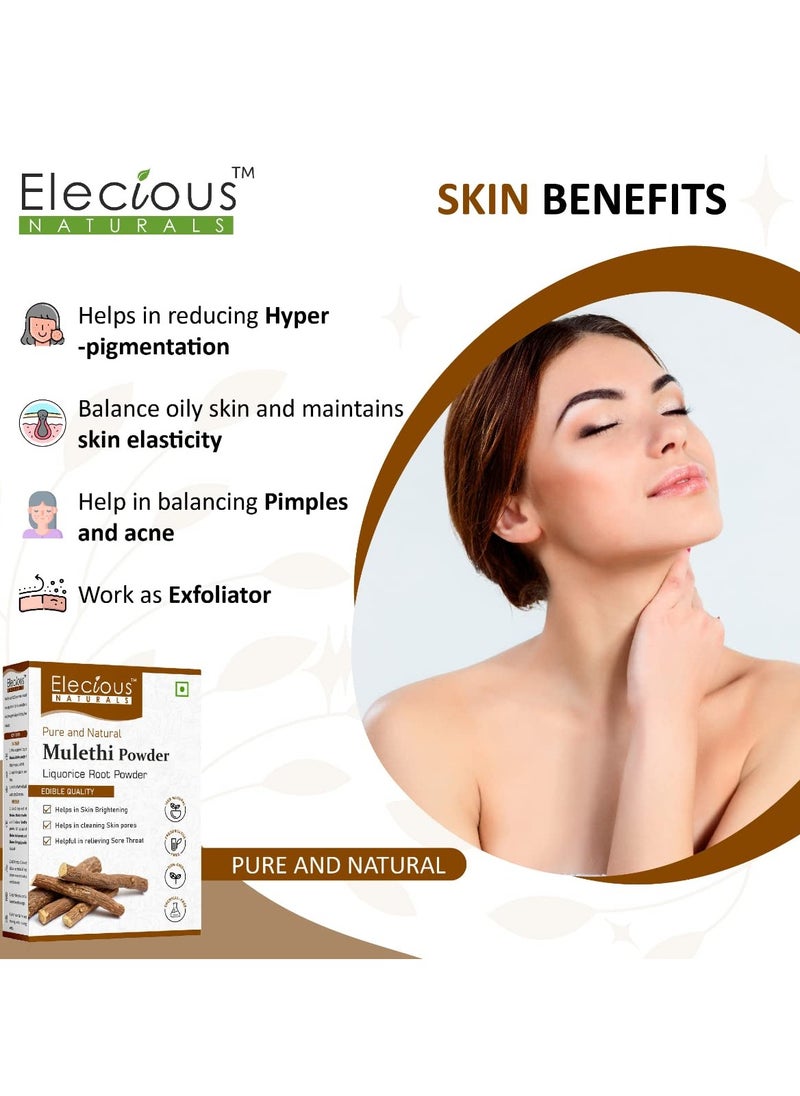Elecious Mulethi Powder For Face Hair Eating 200 Grams Yashtimadhu Powder Liquorice Licorice Powder for Skin Edible Hair and Skin care Natural Preservative free  - Image 3