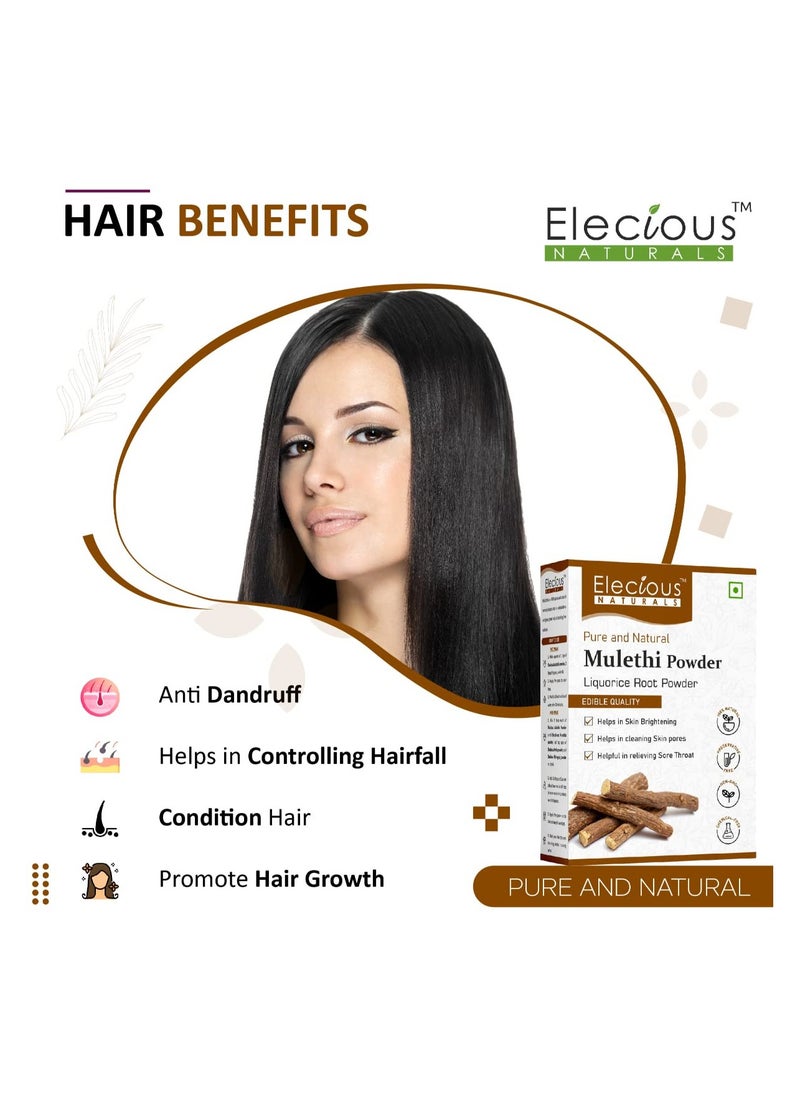 Elecious Mulethi Powder For Face Hair Eating 200 Grams Yashtimadhu Powder Liquorice Licorice Powder for Skin Edible Hair and Skin care Natural Preservative free  - Image 4