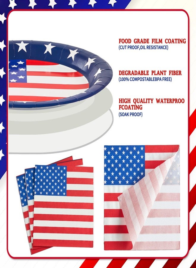 Heaubls 96Pcs Paper Plates and Napkins, American Flag Patriotic Election Party Decoration Set Disposable Napkins and Paper Plates for Veterans Day Patriotic Party 4th of July Independence Day Decorations - Image 5