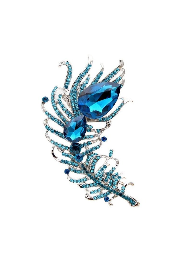 KUYING - New Style Diamond Inlaid Fashionable Large Feather Brooch - Image 1
