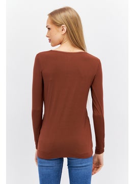 Women Scoop Neck Long Sleeve Plain Top, Brown - pzsku/Z9A849D2DAEF42E26AFDCZ/45/_/1724351004/9355a046-314e-4ca1-bf6a-8e87d5c4d13e