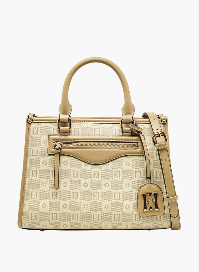 ELLE Ell Printed Tote Bag with Double Handle and Zip Closure