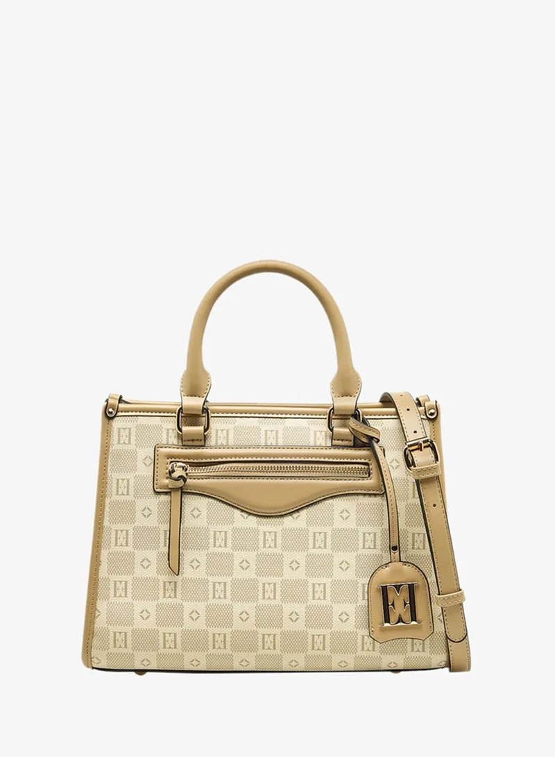 ELLE Ell Printed Tote Bag with Double Handle and Zip Closure