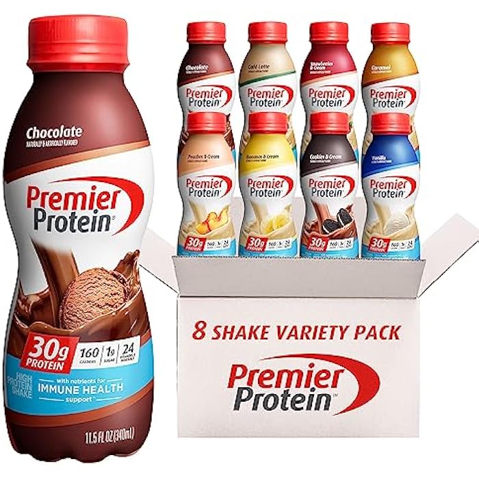 Premier Protein Shake, 8 Flavor Variety Pack, 30g Protein, No Added Sugar, 24 Vitamins & Minerals to Support Immune Health, 11 fl oz, 8 Pack (Packaging May Vary) - Image 1