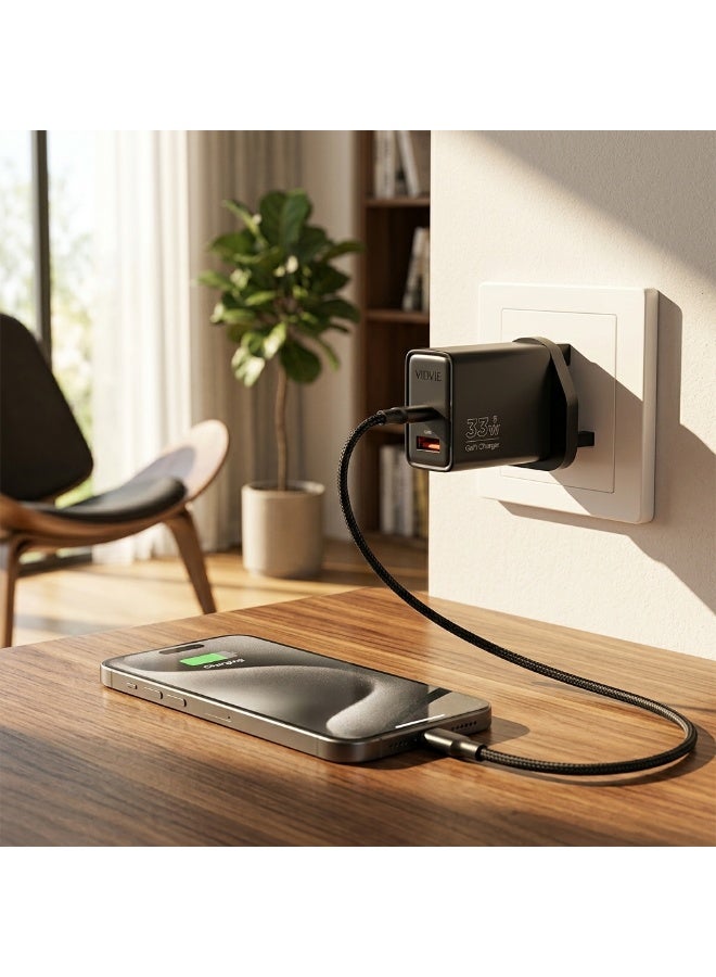 VIDVIE  Fast Wall Charger 33W GaN with Type-C & USB Ports Support PPS - Black - Image 5
