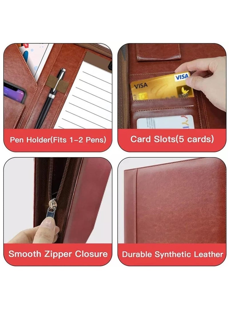 Generic - Multifunctional A4 Conference Folder Business Stationery Folder Leather Contract File Folders Zippered Organizer Card Holder - Image 1