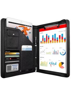 Multifunctional A4 Conference Folder Business Stationery Folder Leather Contract File Folders Zippered Organizer Card Holder