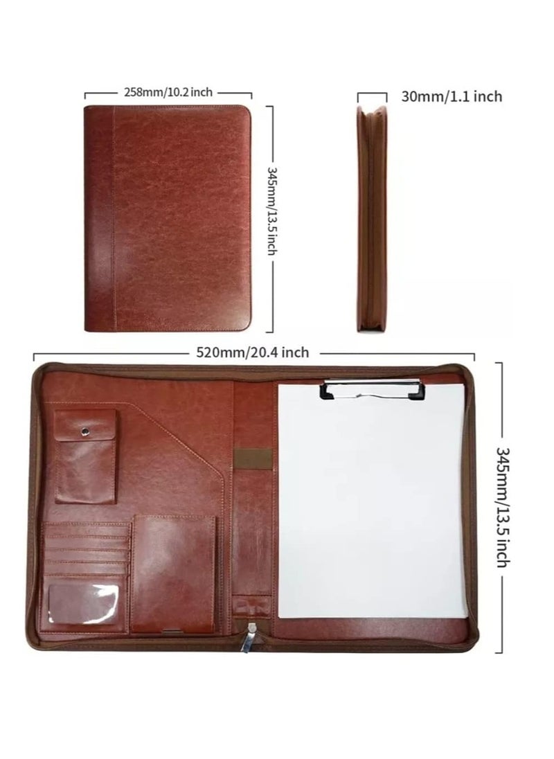 Generic - Multifunctional A4 Conference Folder Business Stationery Folder Leather Contract File Folders Zippered Organizer Card Holder - Image 1