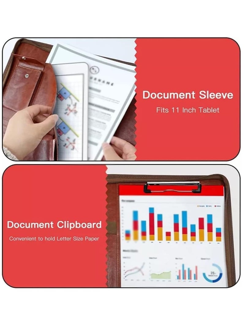 Generic - Multifunctional A4 Conference Folder Business Stationery Folder Leather Contract File Folders Zippered Organizer Card Holder - Image 1