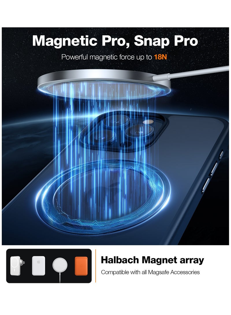 TORRAS 360°Rotatable Magnetic Ring for iPhone 15 Pro Case, Fit for MagSafe with Stand And Ring Holder, Mil-Grade Shockproof Translucent Back for iPhone 15 Pro Case Ostand Pro - blue - Image 4