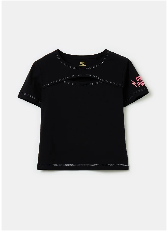 او في اس T-shirt with cut-out detail