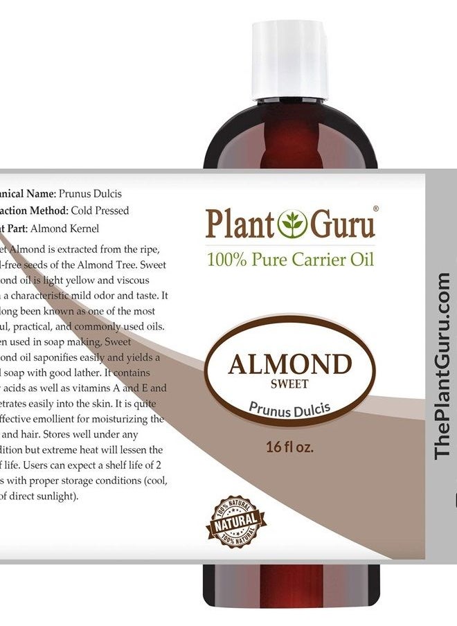 Plant Guru Carrier Oil Variety Set 16 oz Cold Pressed 100% Pure Natural Almond, Avocado, Coconut Fractionated, Grapeseed. For Aromatherapy Essential Oils, Skin & Hair Growth Moisturizer. Perfect for Body Massage  - Image 3