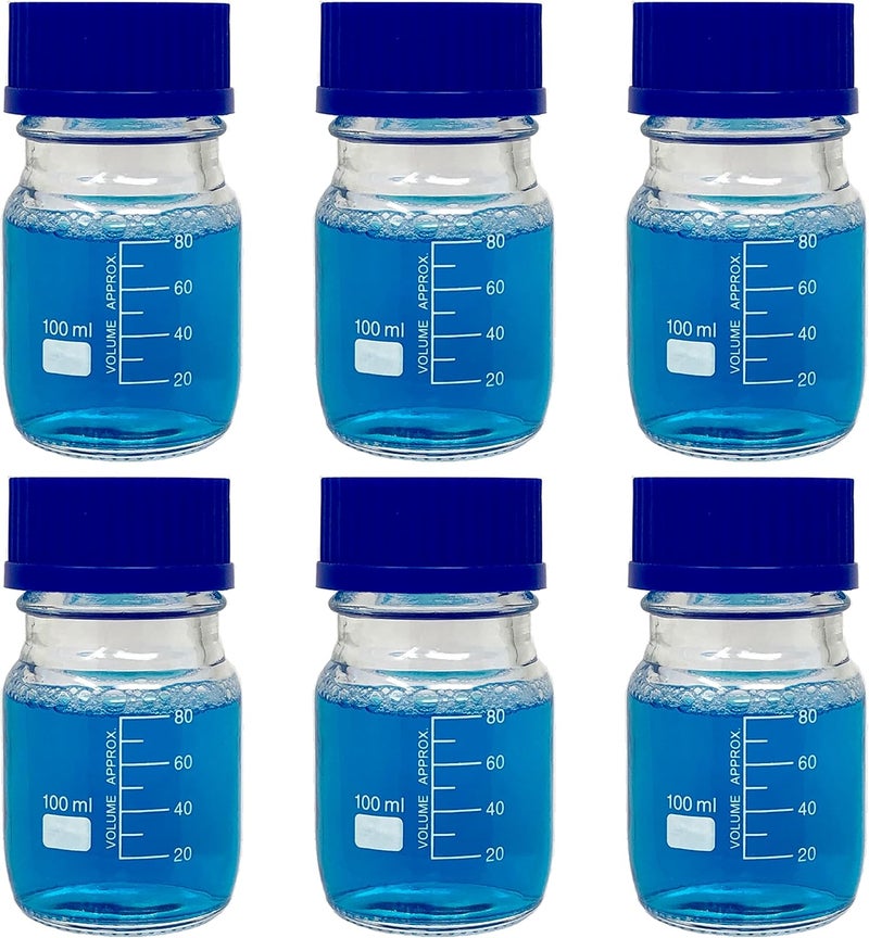 Karter Scientific 100ml Glass Round Media Storage Bottles with GL45 Screw Cap, Borosilicate Glass, 251X4 (Case of 6) - Image 1